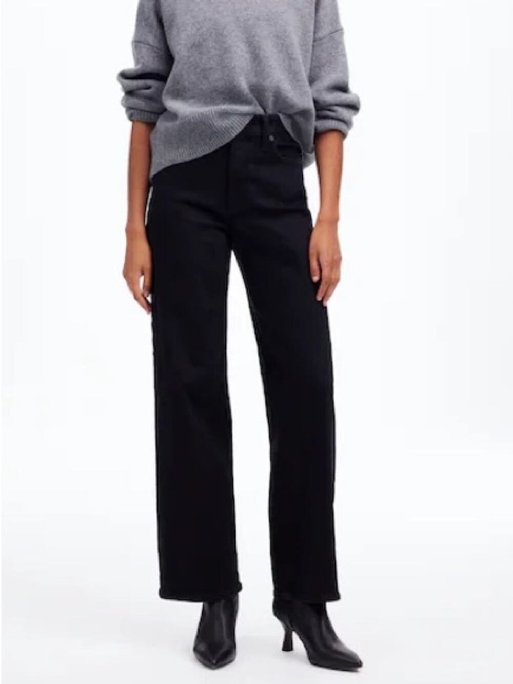 Madewell Petite Perfect Vintage Wide-Leg Jean in black Size 23P